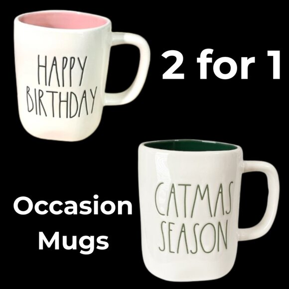 2 FOR 1 RAE DUNN OCCASION MUGS - Picture 1 of 1